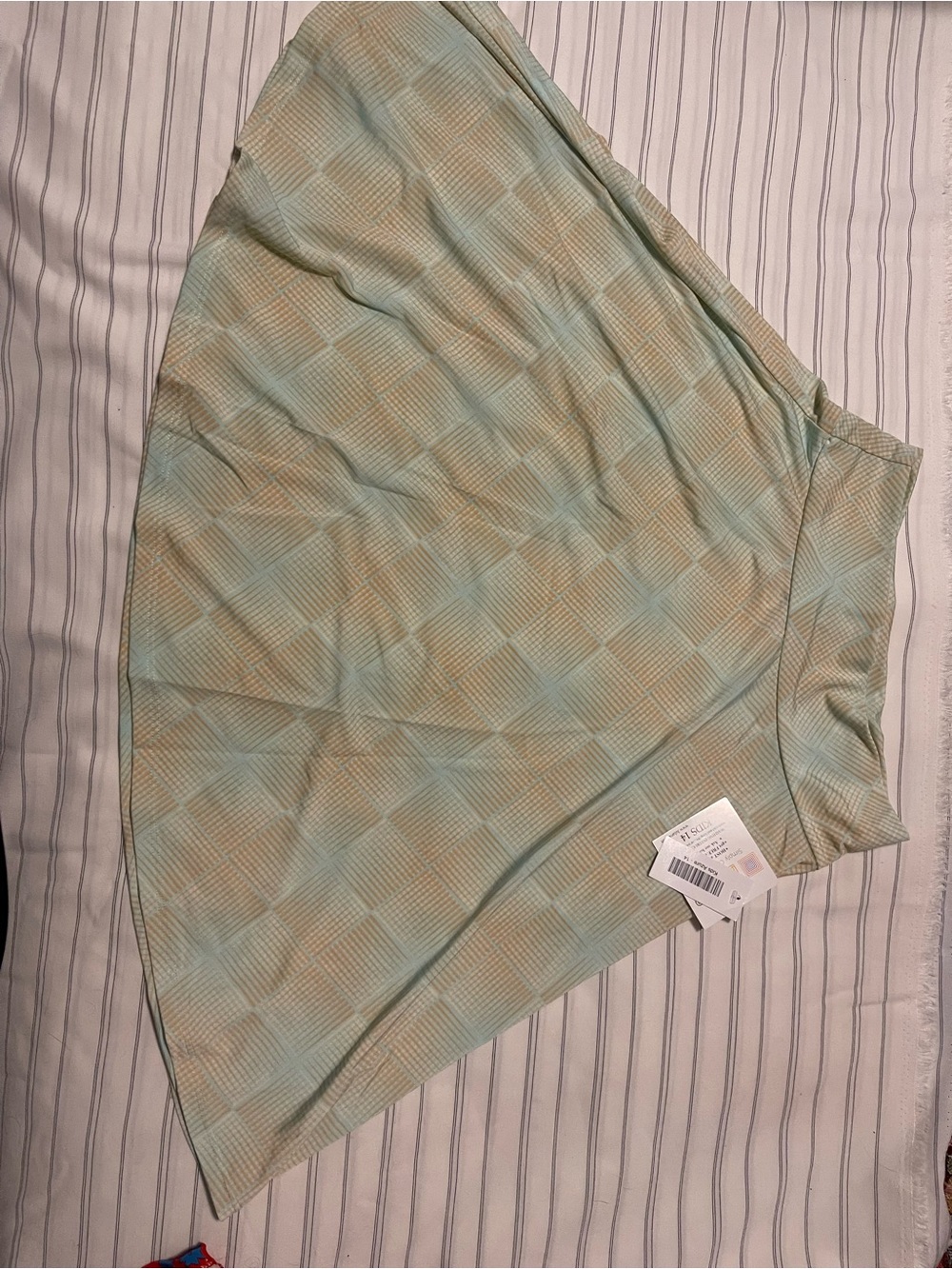 LuLaRoe Azure Aqua and Beige Plaid A-Line Kids Skirt